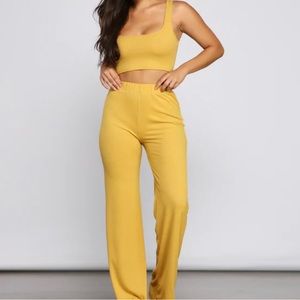 Yellow Ribbed Lounge Set